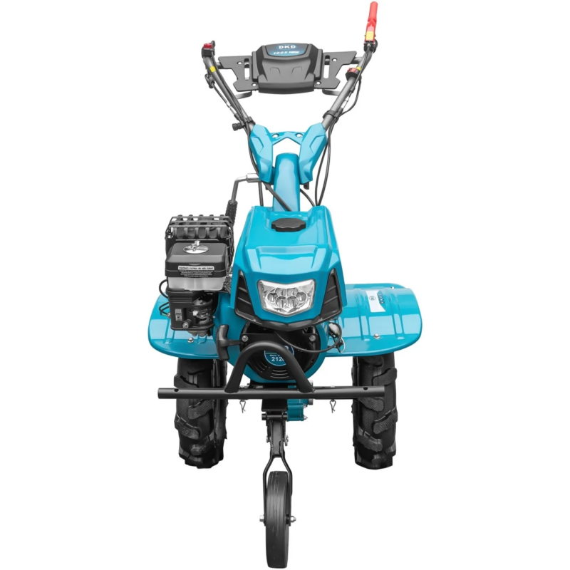 Motocultor DKD 100B NEW motor 7 CP benzina 2+1 viteze latime lucru 50-89 cm freze roti cauciuc 4.00x8" capota cu far LED