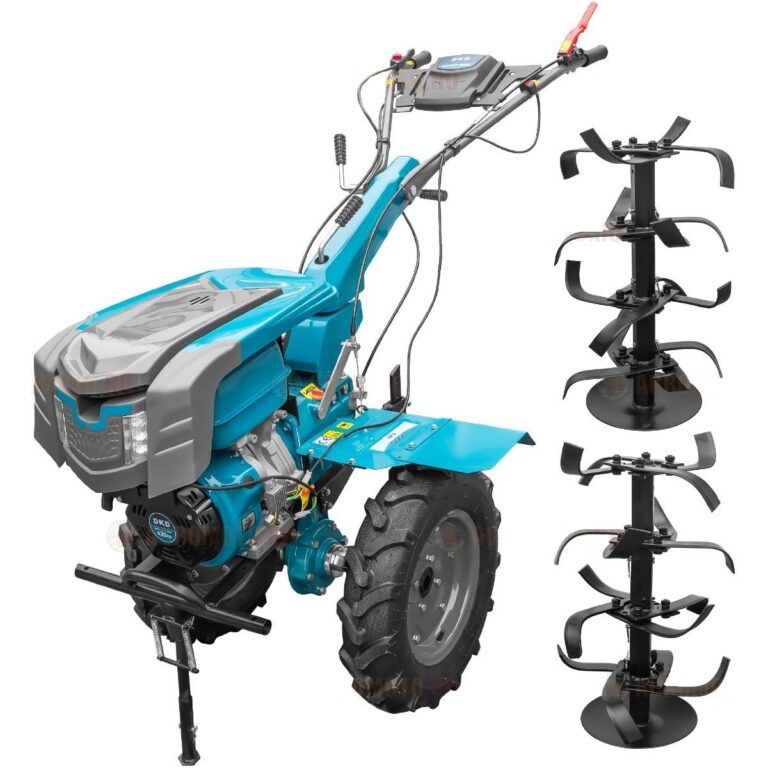 Motocultor DKD 1010D NEW motor 16 CP benzina 2+1 viteze latime lucru 80-110 cm freze roti cauciuc 5.00x12" capota cu far LED