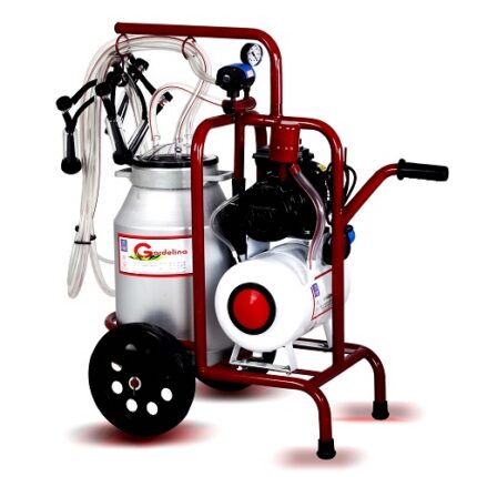 Mulgatoare pentru capre DKD cu 2 posturi si bidon aluminiu de 40L si cu rezervor din aluminiu