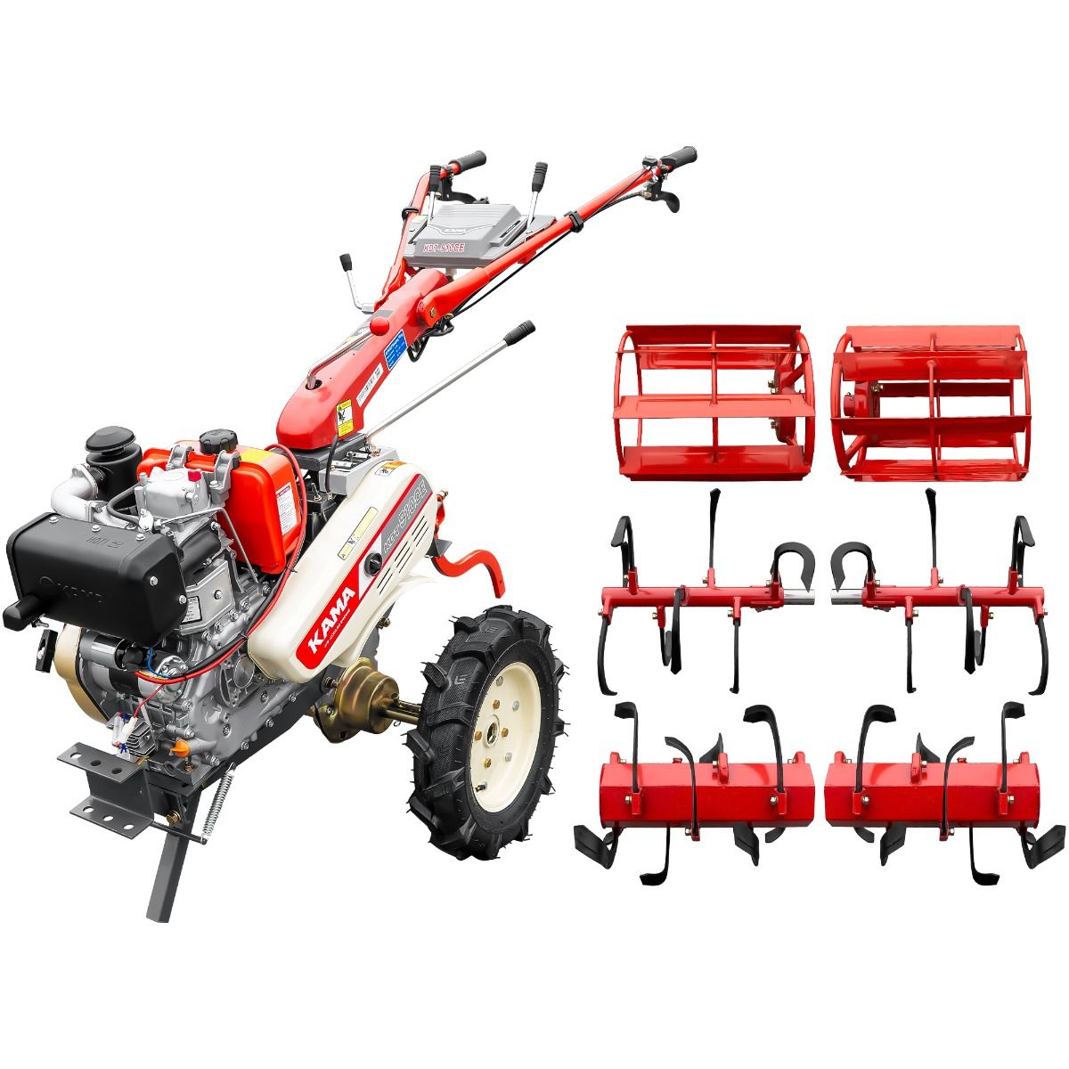 kdt910ce_set_3_freze_hexagonala_adancime_cilindru_de_maruntit_ Motocultor Kama KDT 910CE diferential pornire electrica motor 9 CP Diesel 3+1 viteze roti cauciuc 4.00x10" + Set 3 freze ( hexagonala, adancime, cilindru de maruntit) - imagine 1