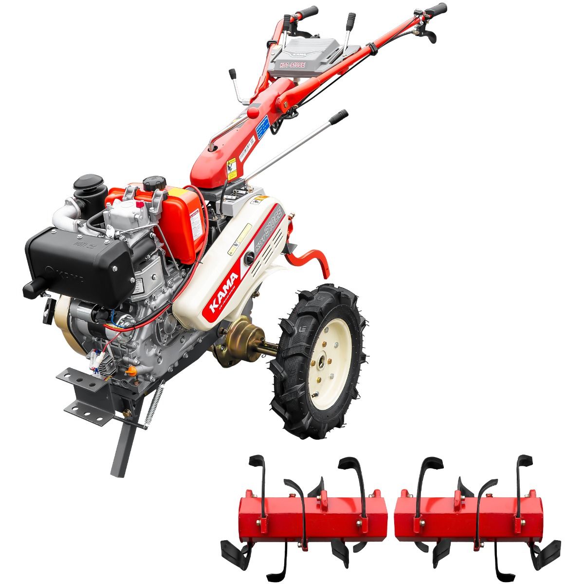 kdt910ce_set_freza_hexagonala Motocultor Kama KDT 910CE diferential pornire electrica motor 9 CP Diesel 3+1 viteze roti cauciuc 4.00x10" + Set freza hexagonala - imagine 1